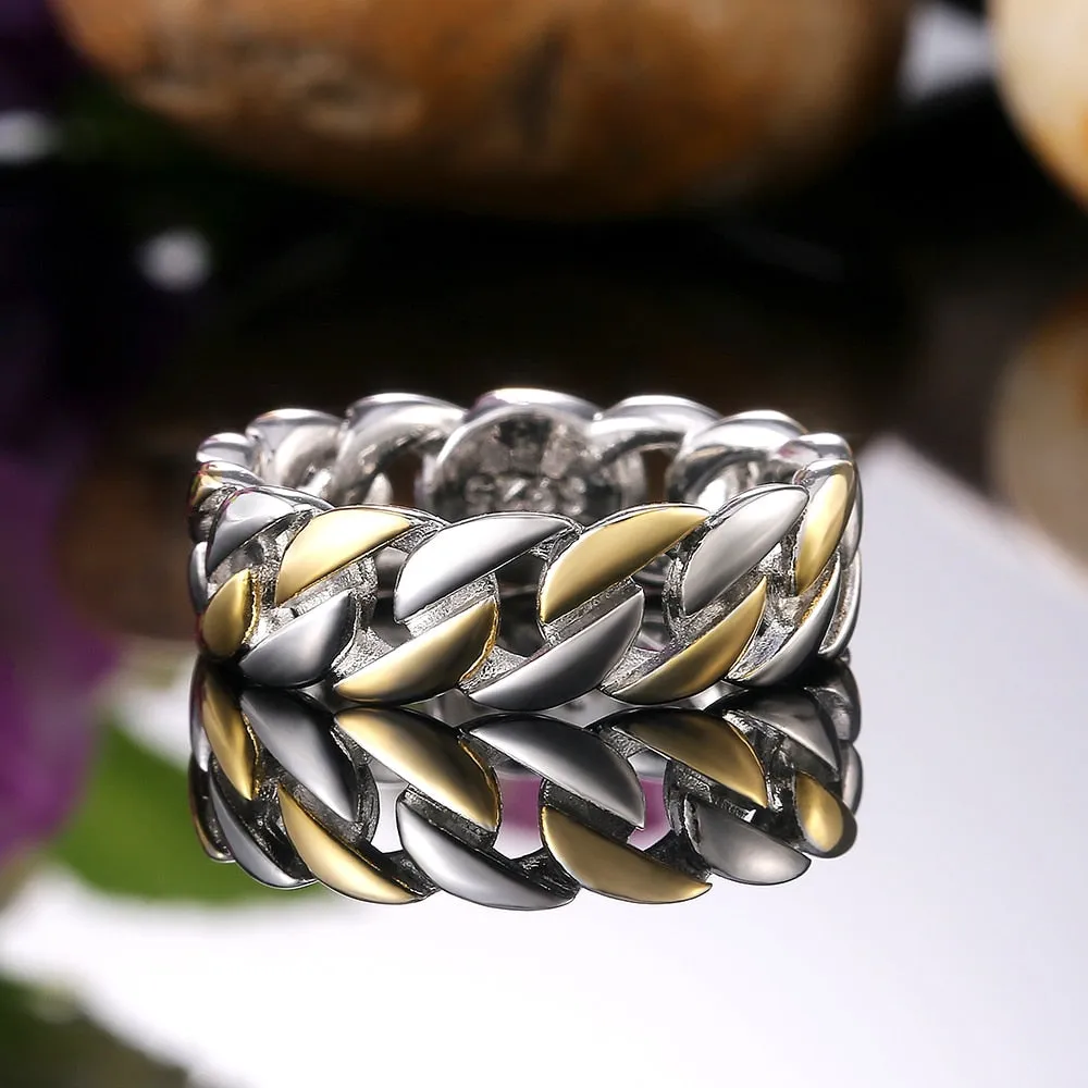 Hip Hop Jewelry Metallic Chain Puzzle Ring for Women in 925 Sterling Silver