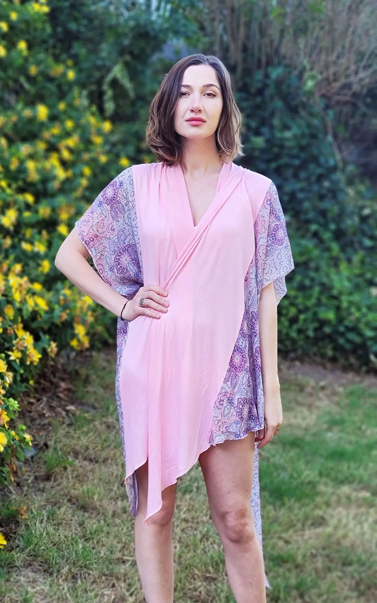 Kaftan - Paisley Madness with Pink Planet Jersey Knit (Limited Availability)