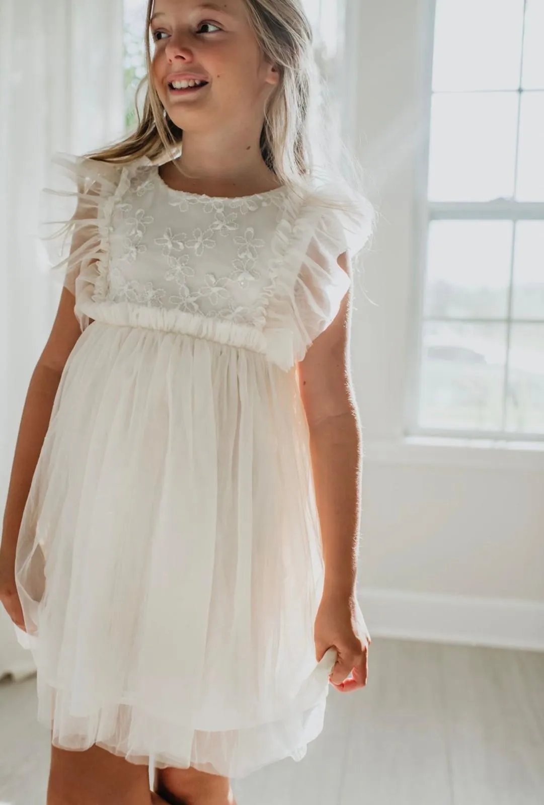 Kaitlyn Embroidered Dress (antique ivory tulle)