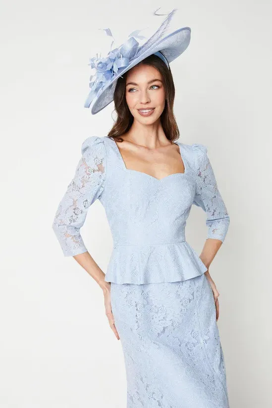 Lace Long Sleeve Belted Midi Dress