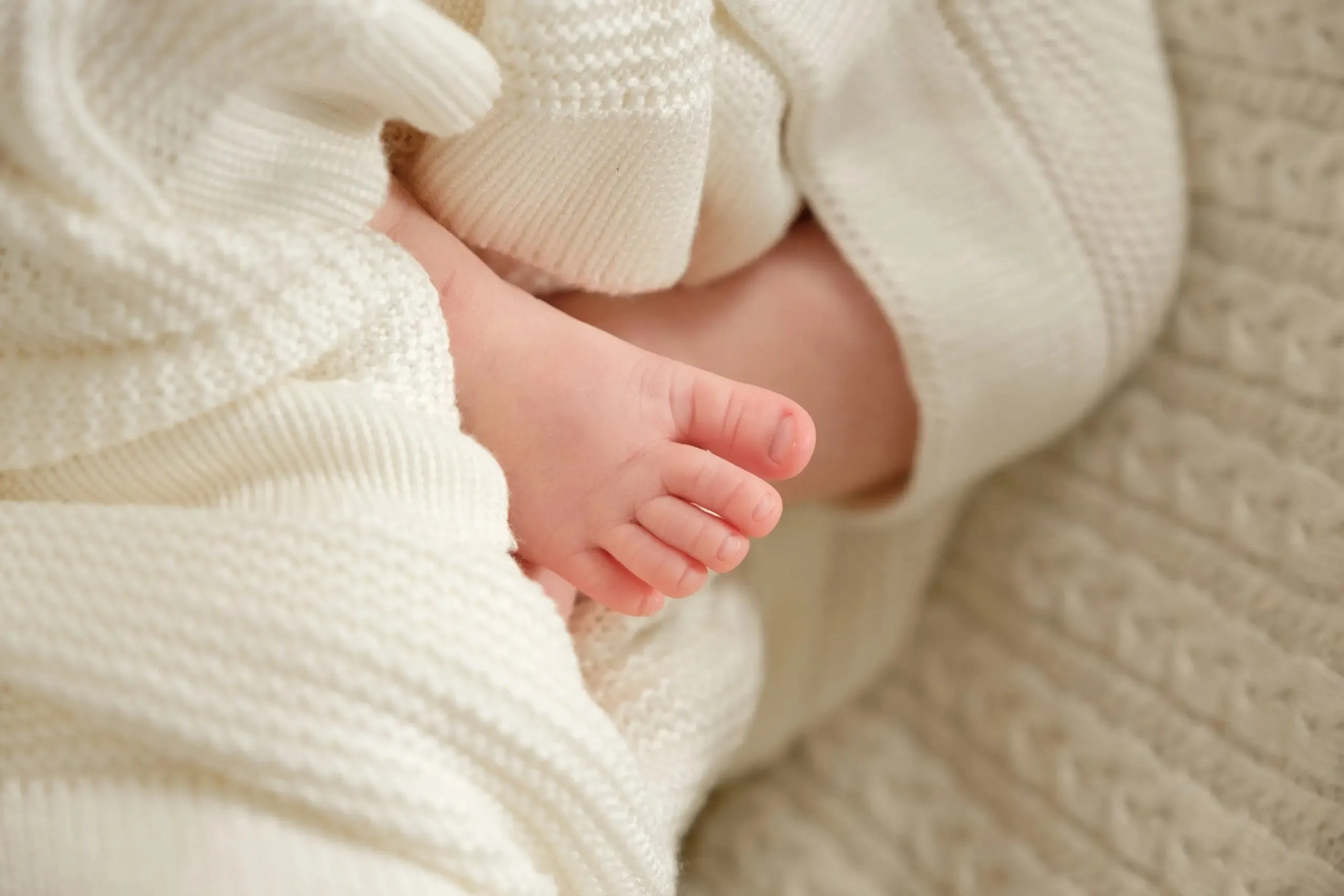 Large Knitted White/Ivory Bamboo Baby Blanket