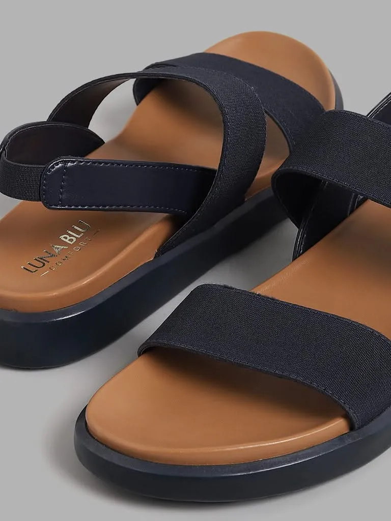 LUNA BLU Solid Navy Sandals