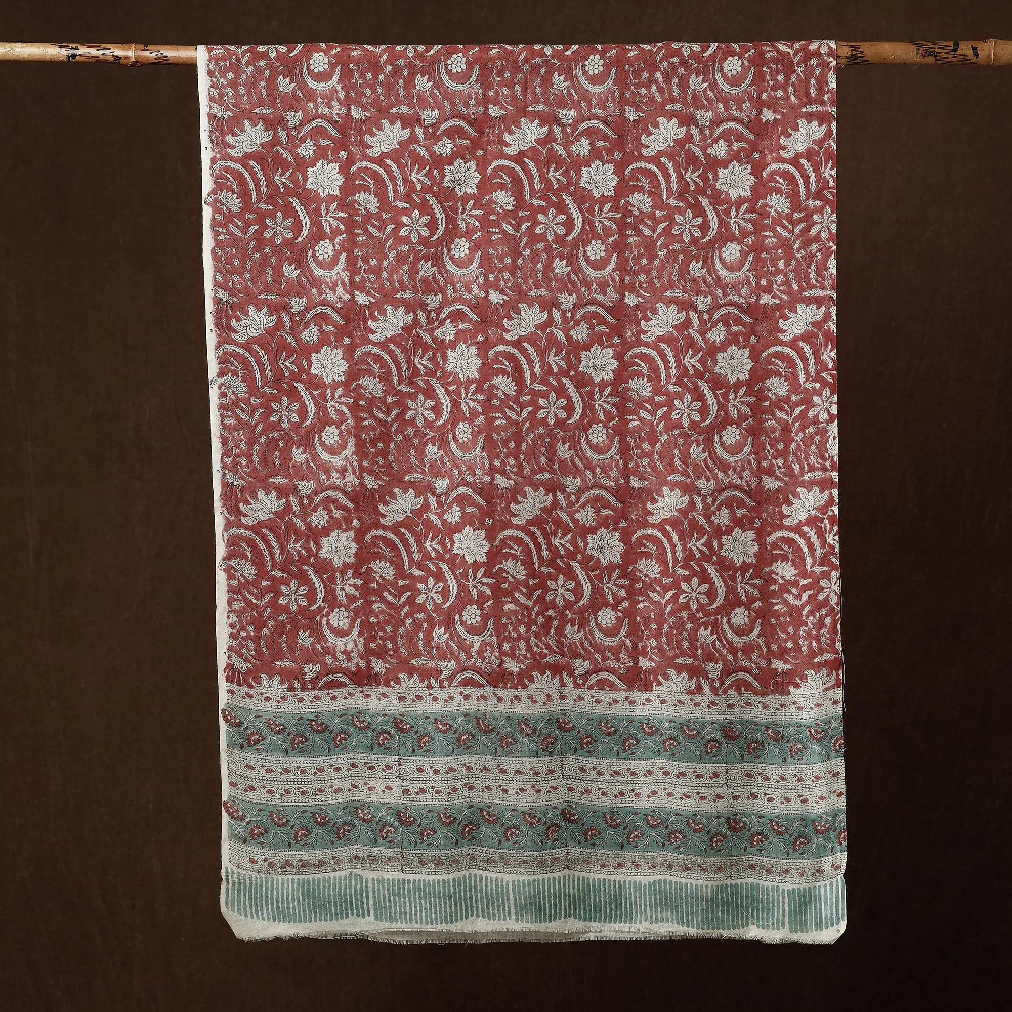 Maroon - Pure Wool Sanganeri Hand Block Printed Stole