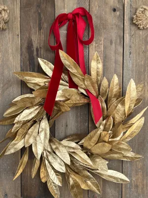 Mini Gold Bayleaf Christmas Window Wreath, Set of 2