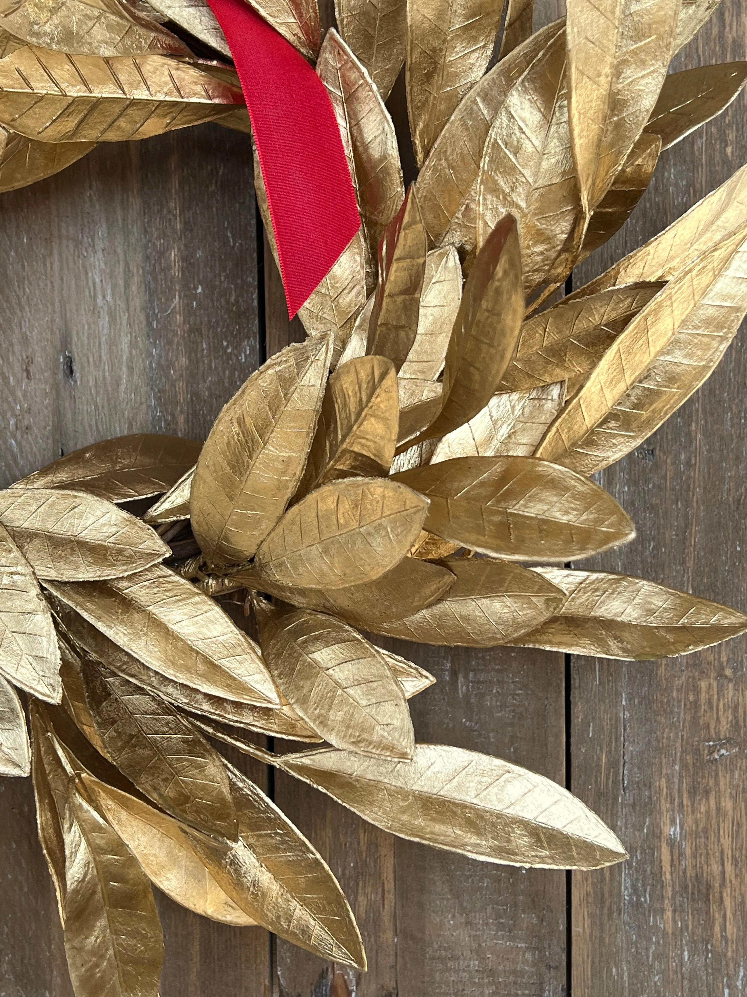 Mini Gold Bayleaf Christmas Window Wreath, Set of 2