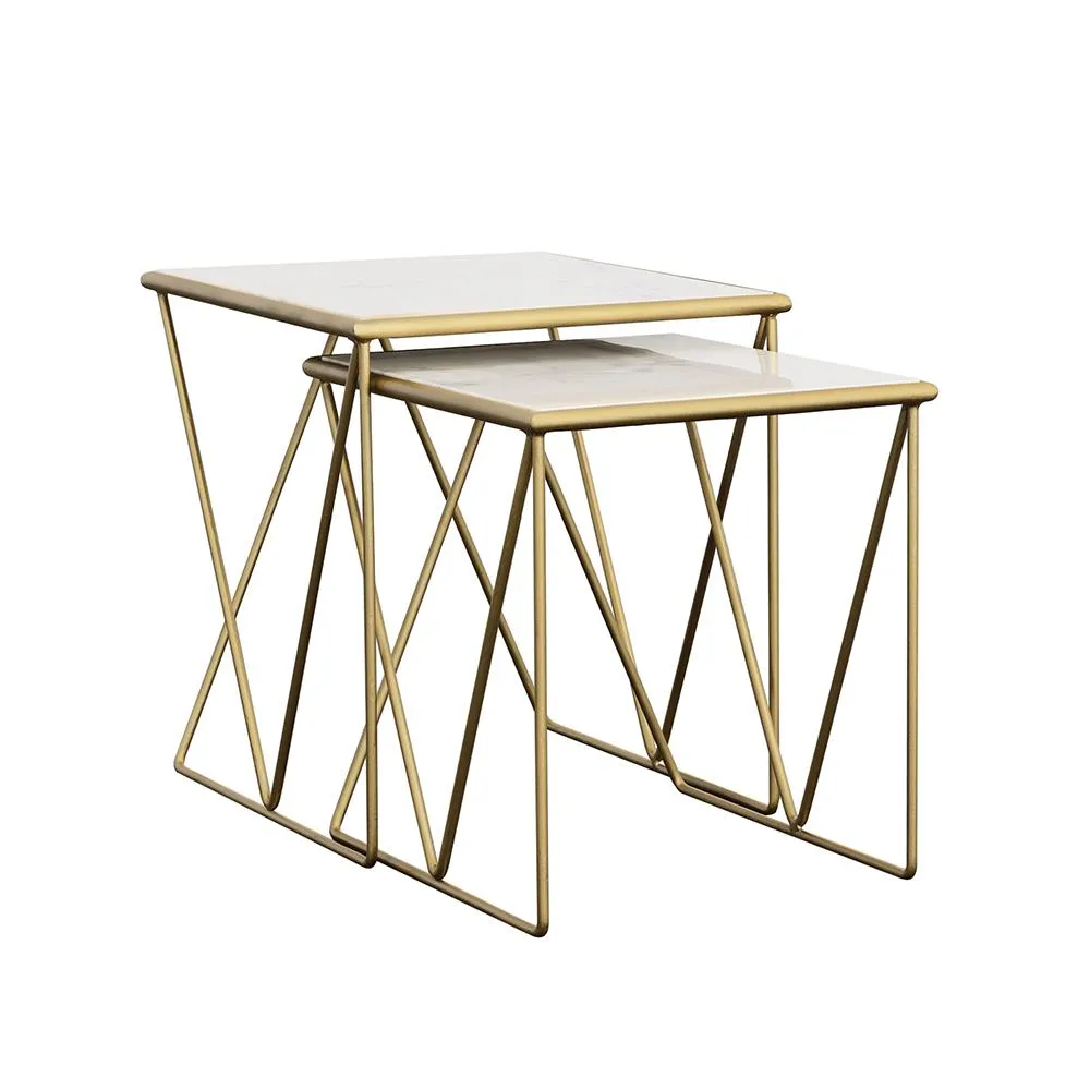 Modern Marble and Gold Nesting Tables