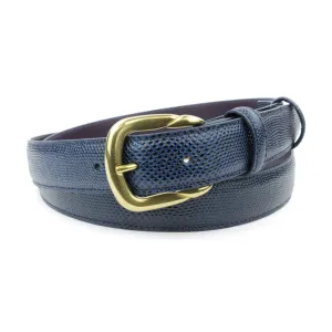 Navy Blue Tone Carung Texture Twisted Prong Belt