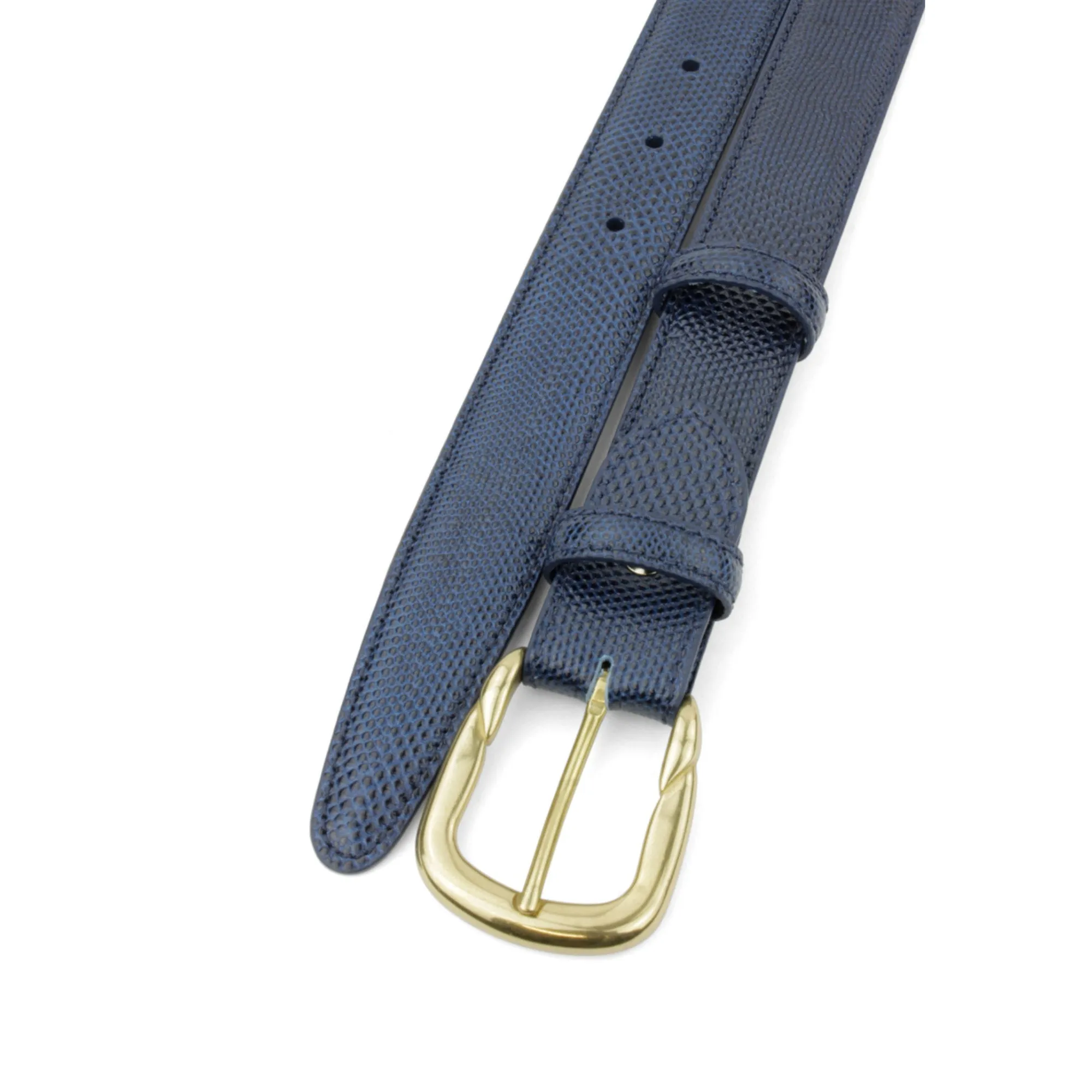 Navy Blue Tone Carung Texture Twisted Prong Belt