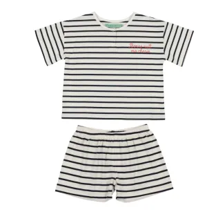 Navy/White Striped Short Set