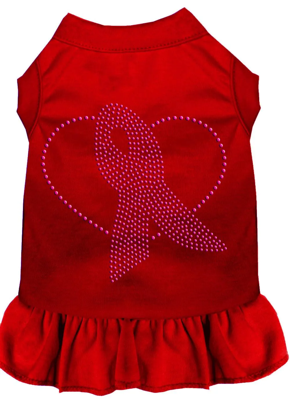 Pink Ribbon Rhinestone Dress Red Lg (14)