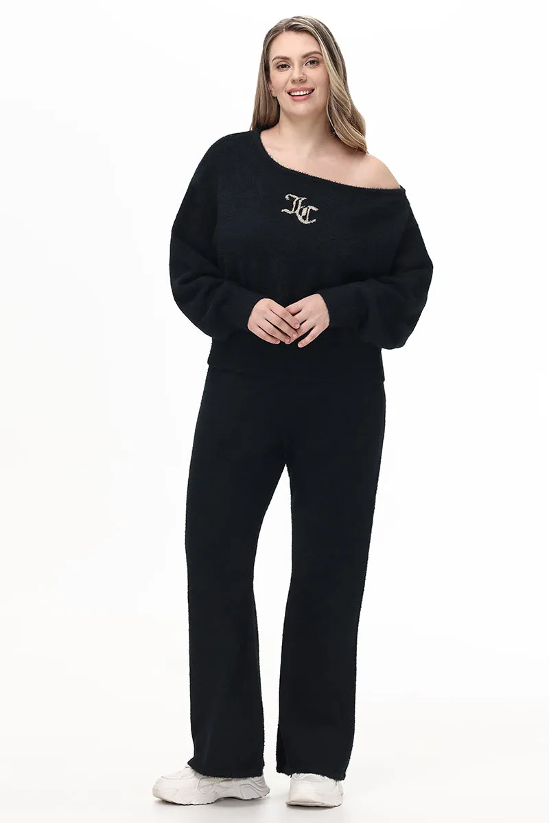 Plus-Size Off The Shoulder Eyelash Pullover