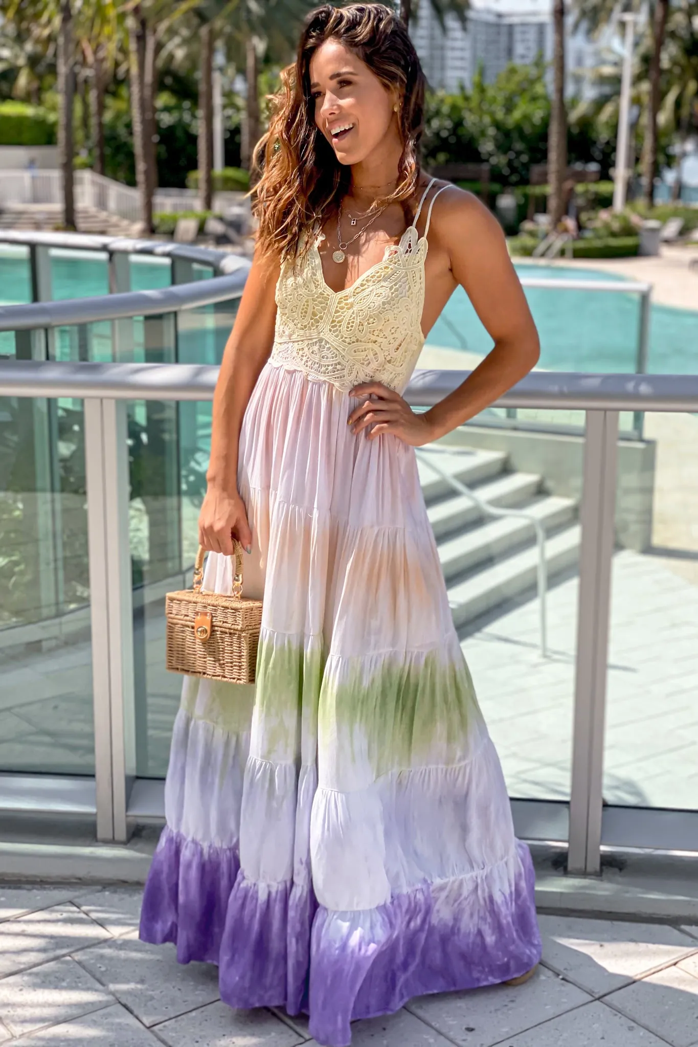 Rainbow Dress With Crochet Top