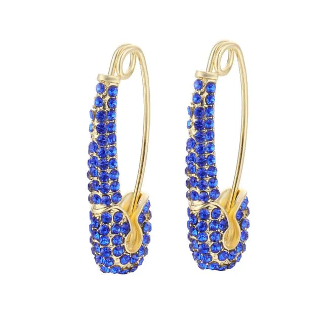 Rainbow Pin Drop Earrings for Women and Girls with Zircon in Gold Color