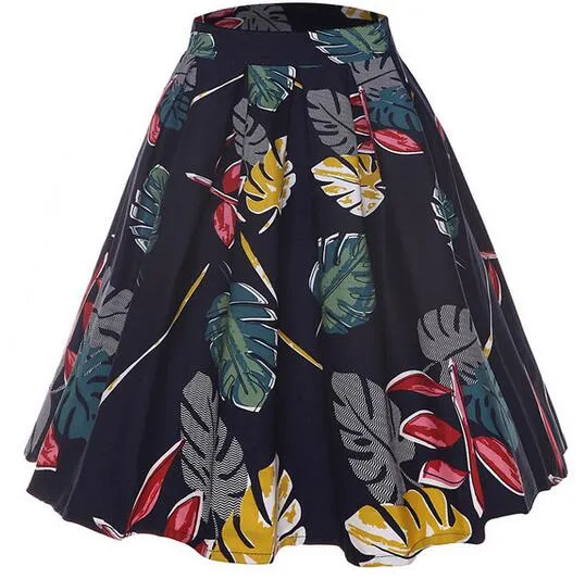 Retro Pleated Swing Skirt