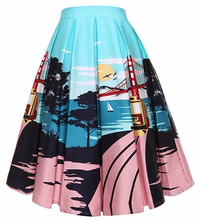 Retro Pleated Swing Skirt