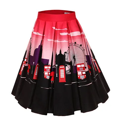 Retro Pleated Swing Skirt