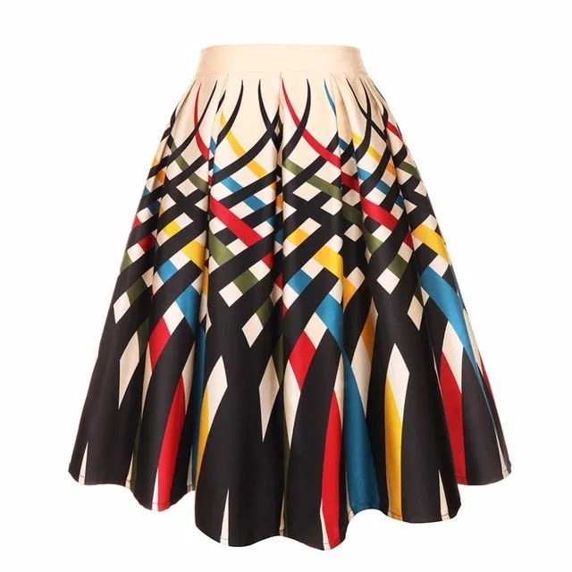 Retro Pleated Swing Skirt