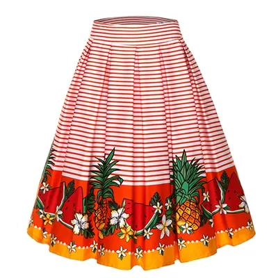 Retro Pleated Swing Skirt