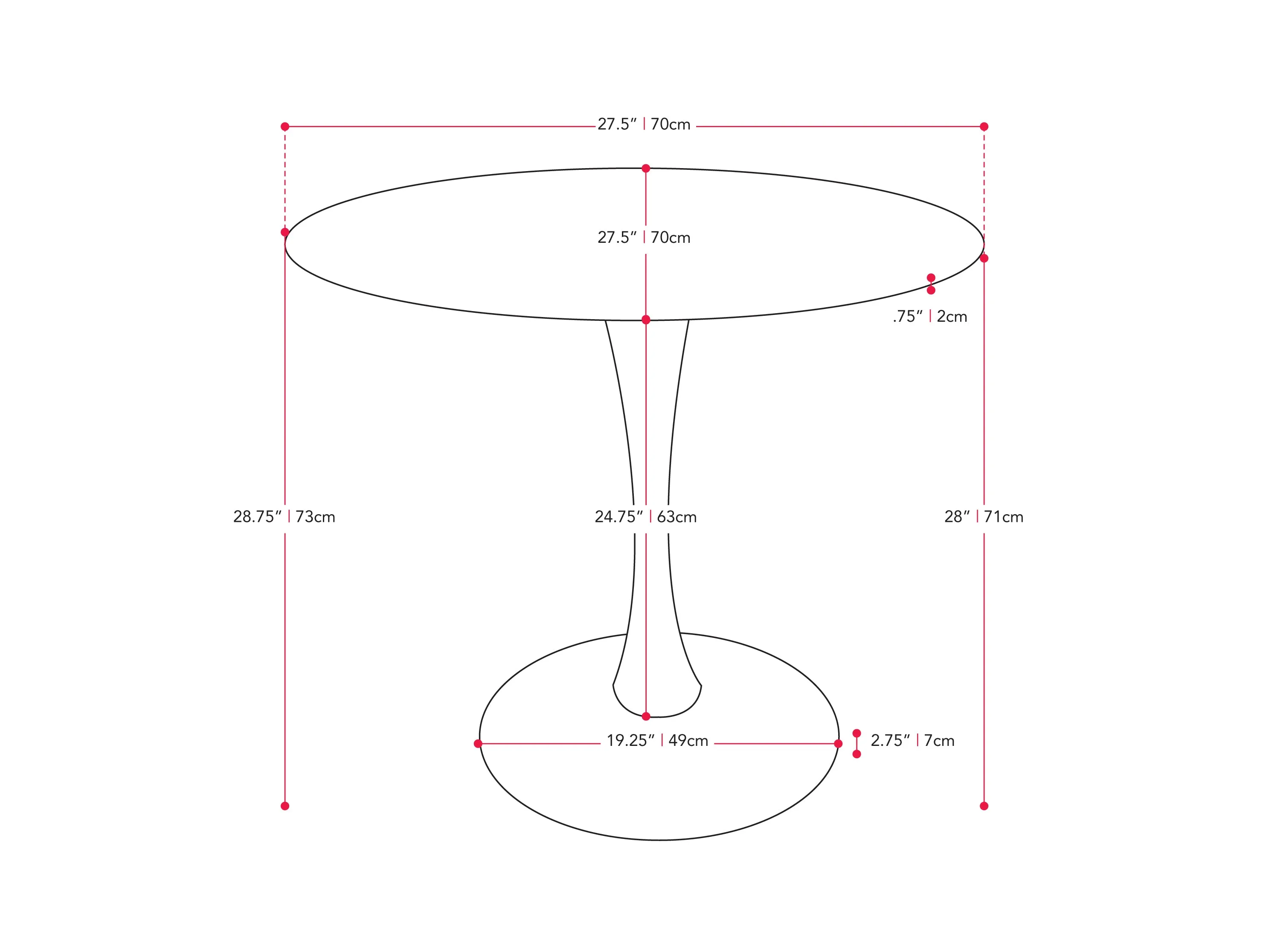 Round Wood Bistro Table 28"