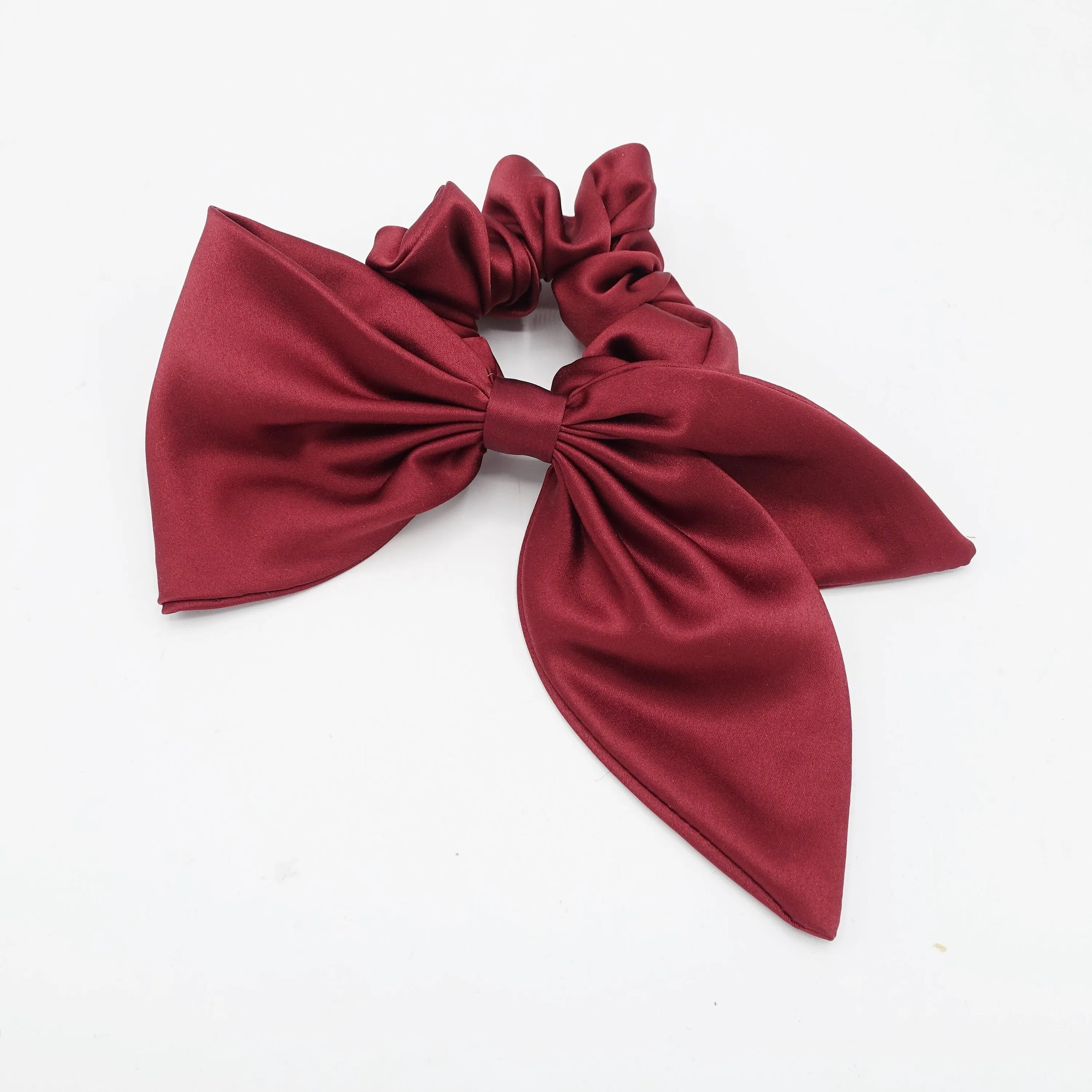 satin bow scrunchies glossy swallow tail scrunchie women hair elastic