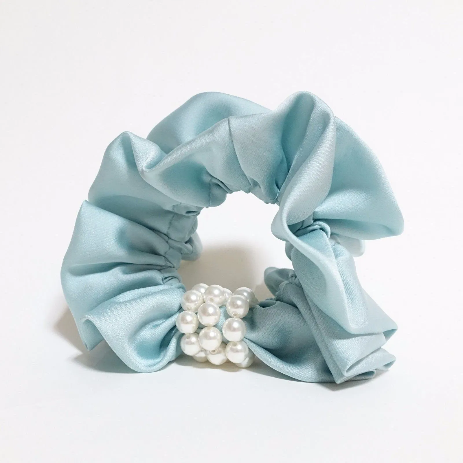 Satin scrunchies Pearl decorated Hair Elastics Ponytail Holder Women Hair Ties Accessories