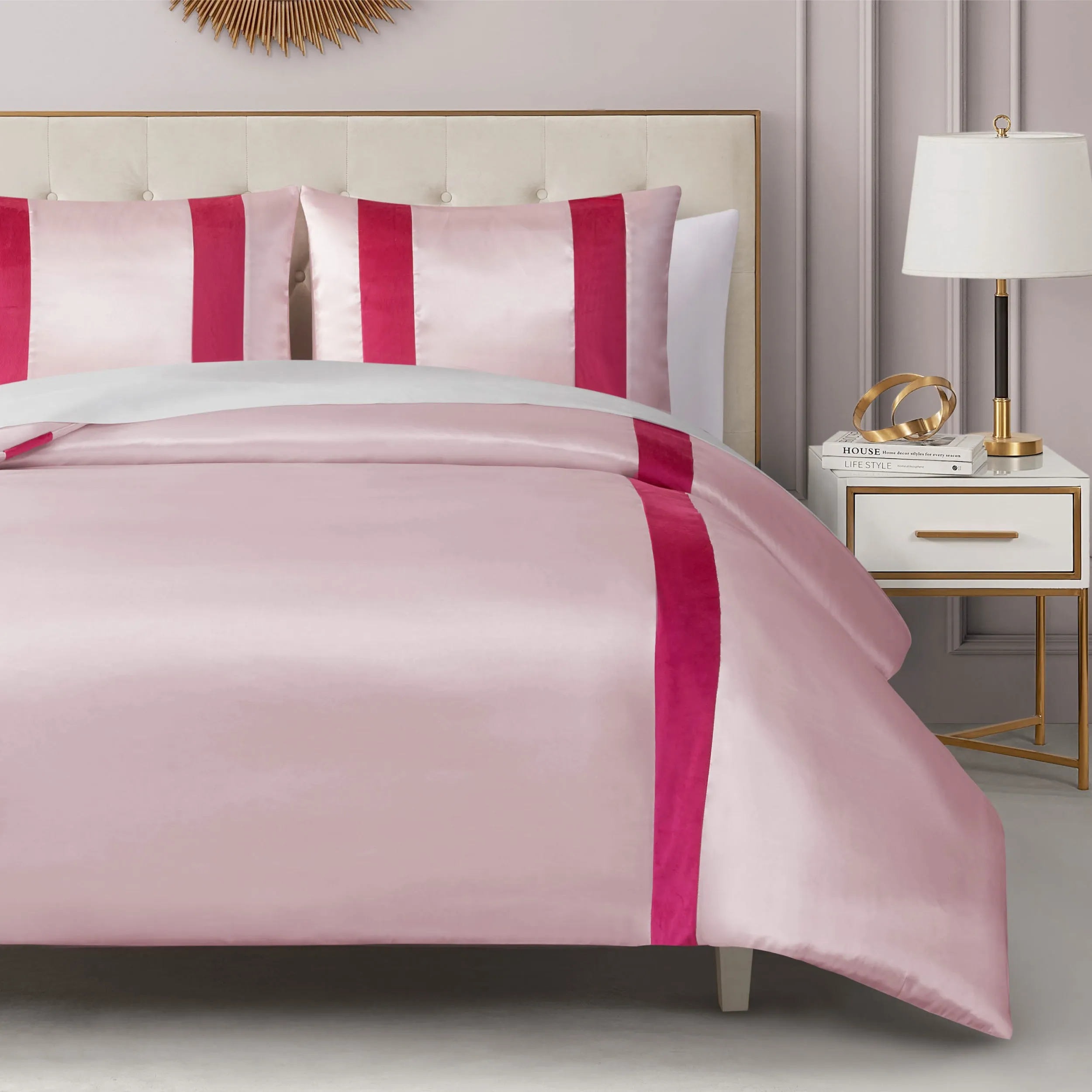 Satin Velvet Stripe Duvet Set