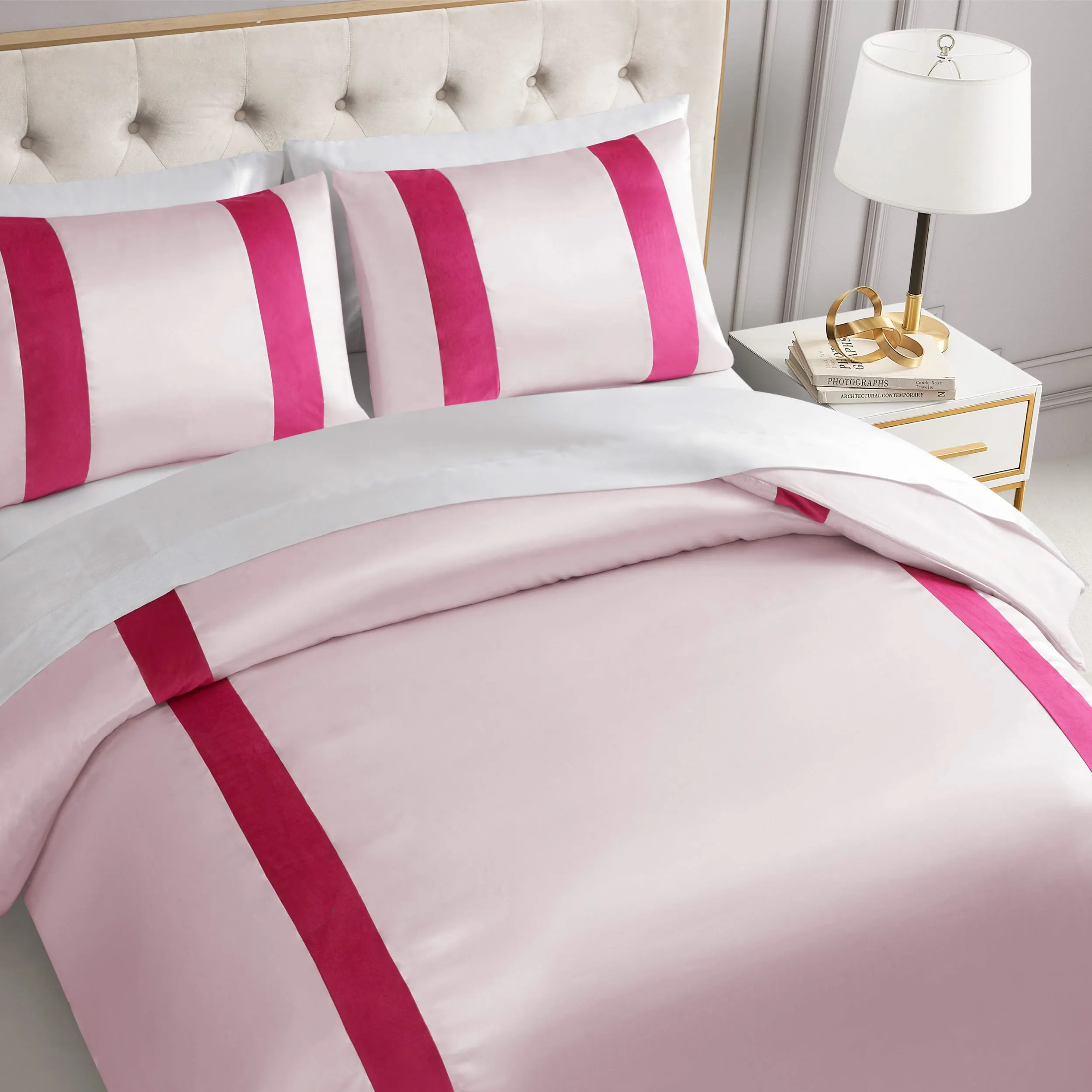 Satin Velvet Stripe Duvet Set