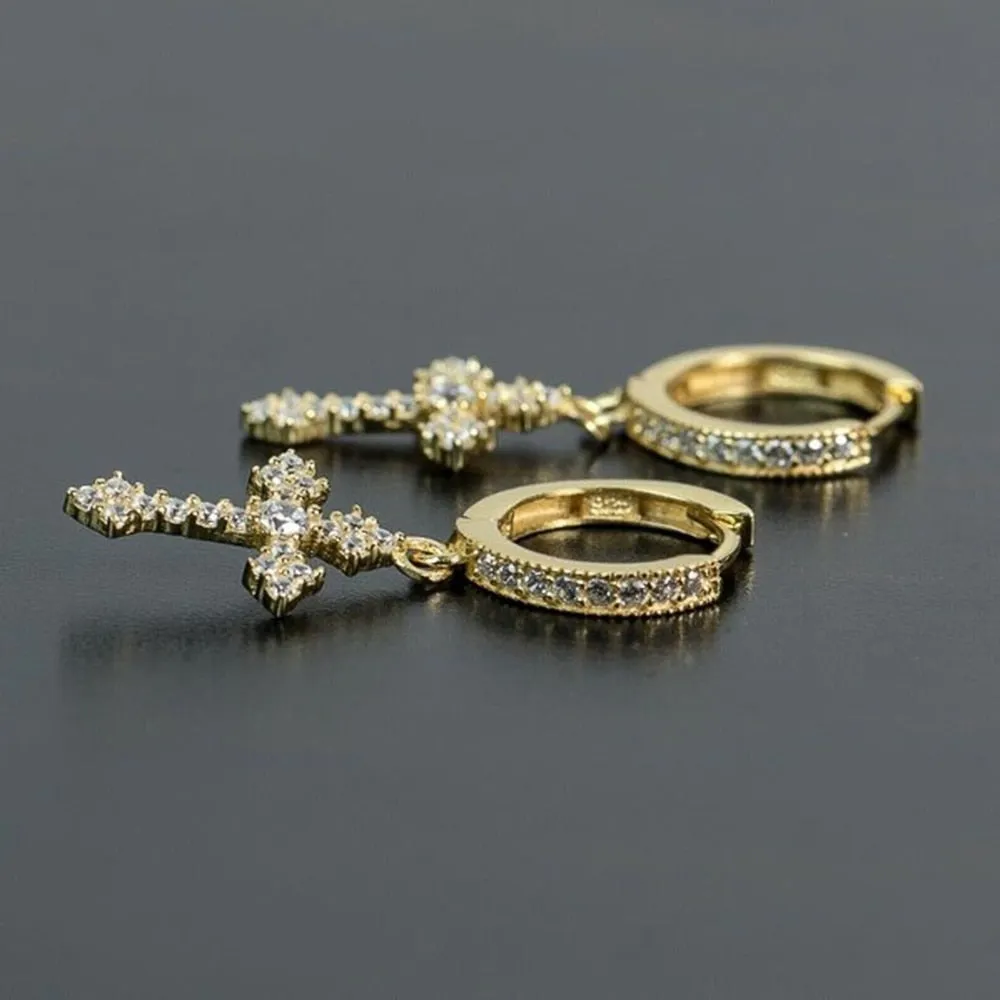 Statement Jewelry Knot Cross Drop Earrings for Women in Gold Color and Silver Color