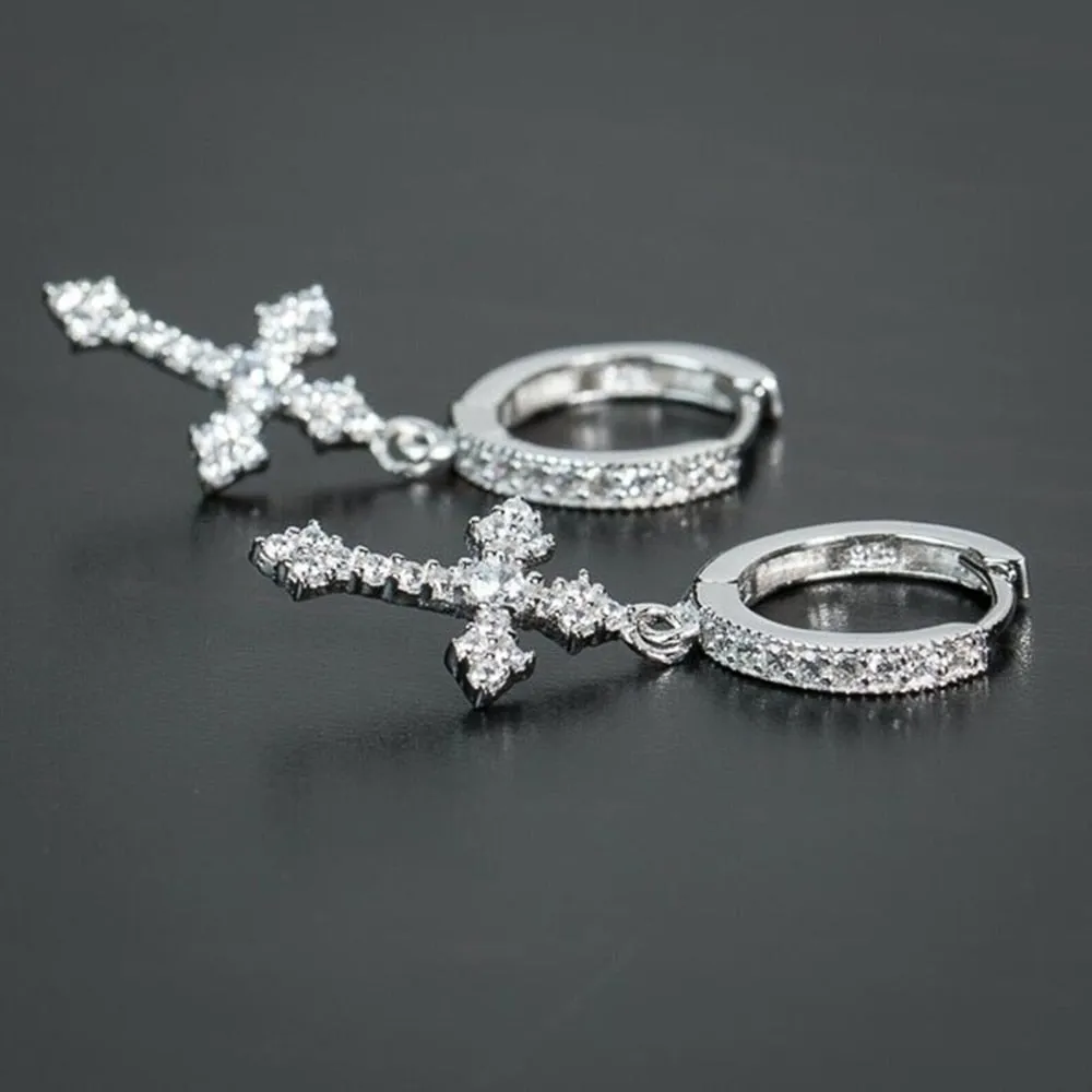 Statement Jewelry Knot Cross Drop Earrings for Women in Gold Color and Silver Color