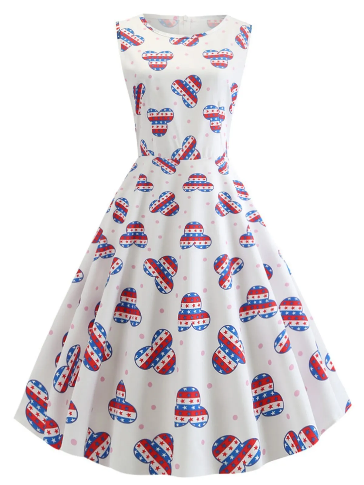 White 1950s American Flag Stars Dress