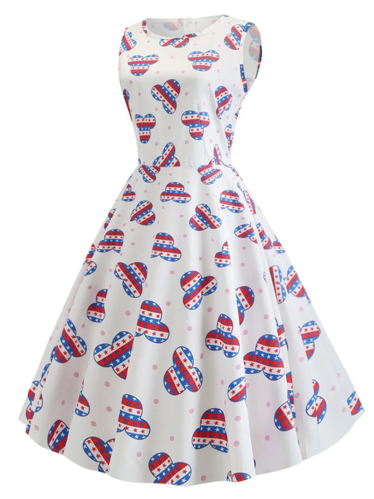 White 1950s American Flag Stars Dress