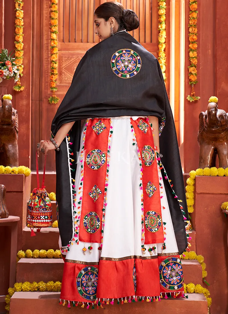 White And Black Kutchi Embroidered Rajwadi Chaniya Choli