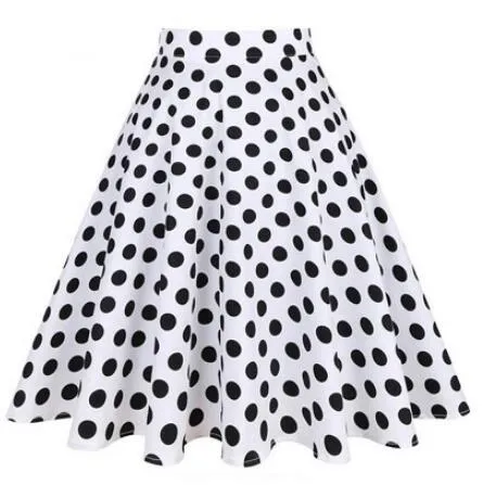 White Black Plaid Printed Women Cotton Skirt Party Fashion High Waist Retro Vintage England Midi Knee Length A-line School Skirt