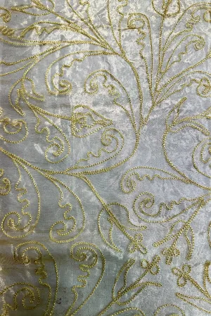 Yellow Gold Organza with Yellow/Gold Embroidery Tissue Metallic Embroidery